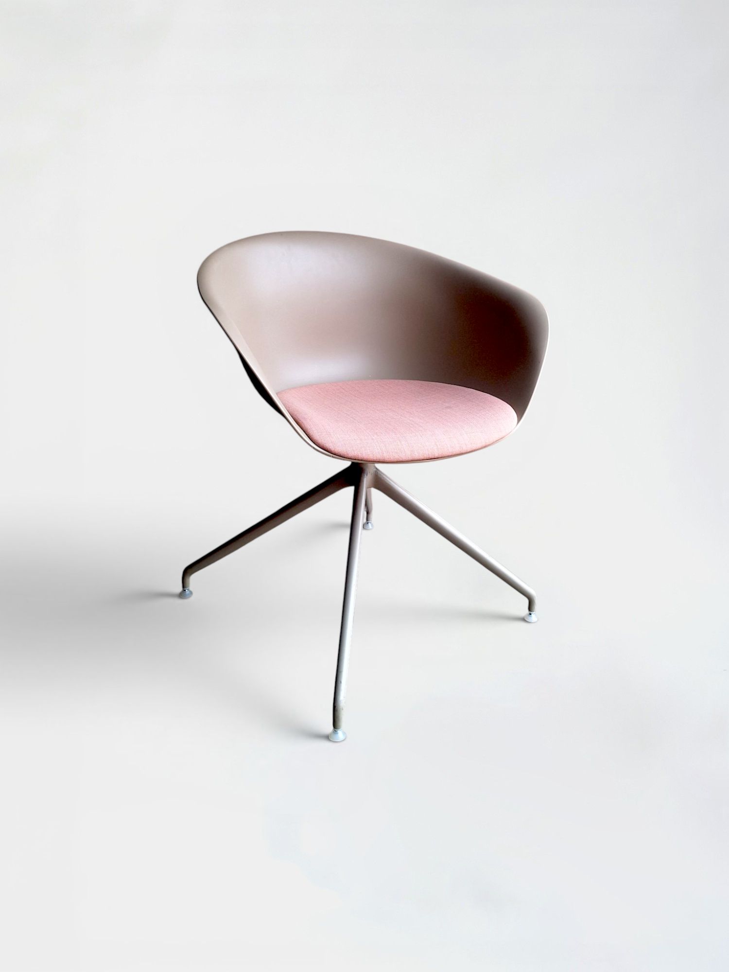 Arper Armchair in Grey Plastic with Salmon Fabric Seats product image 1