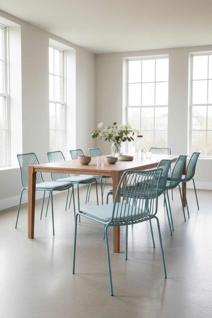 Pedrali Nolita 3651 Mint Green Metal Stackable Dining Chair with Cushioned Seat product image 1